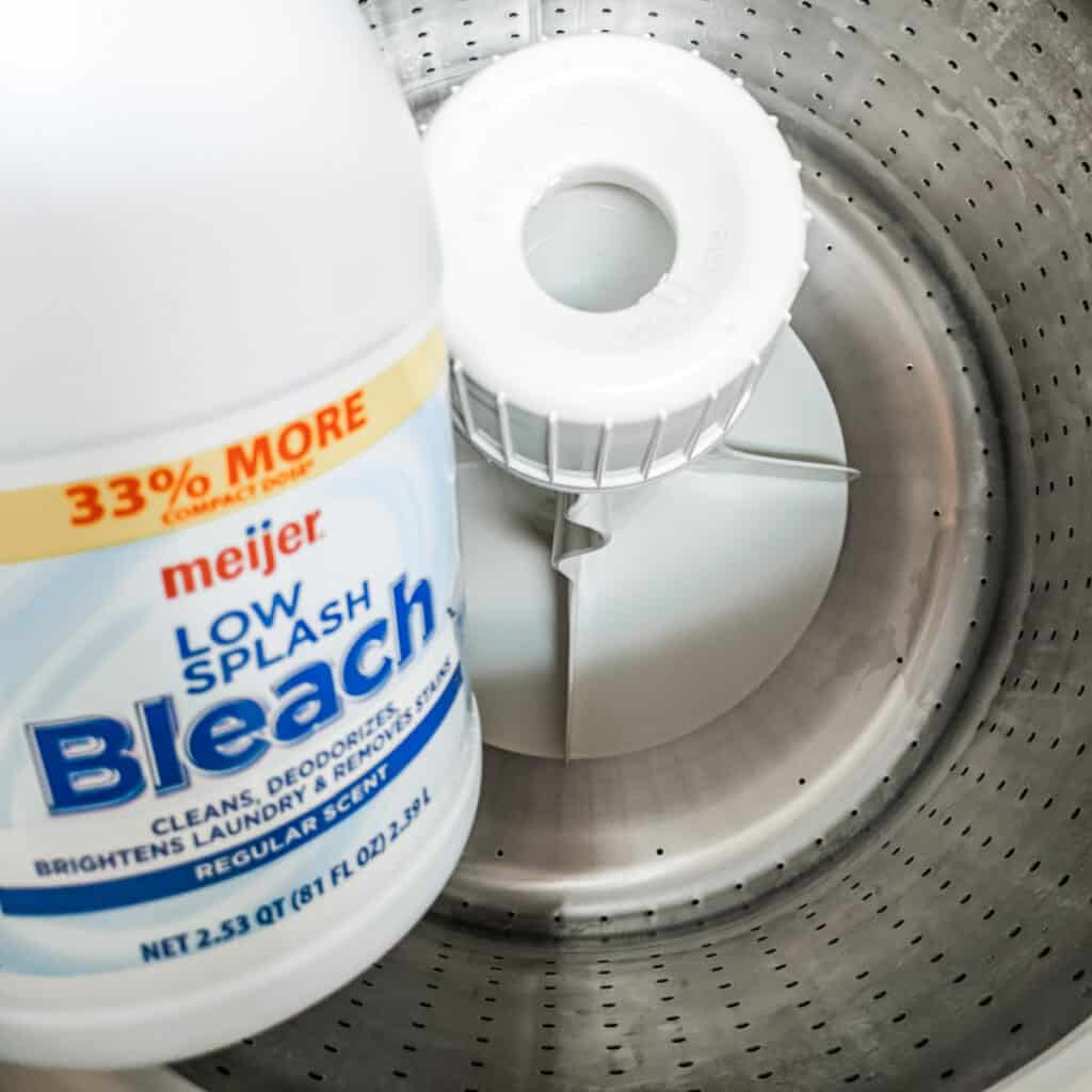 adding bleach to washer to disinfect