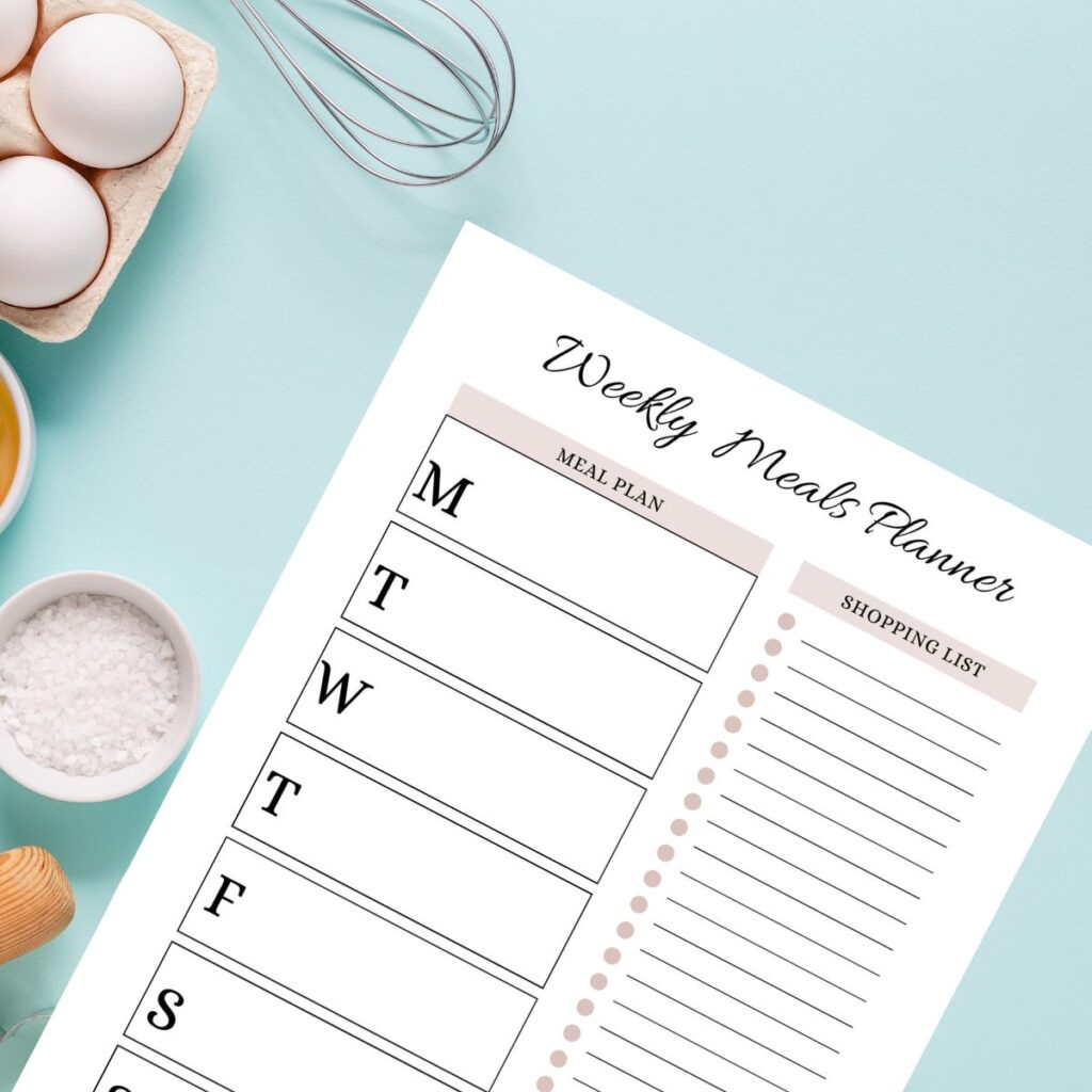 picture of a meal planner on countertop