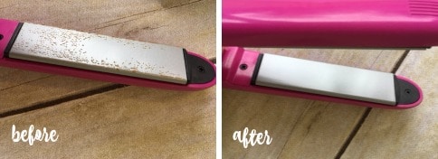 before and after of cleaning flat iron