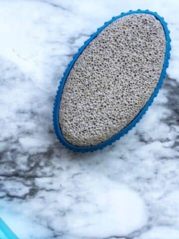 close up of a pumice stone sitting on the countertop.
