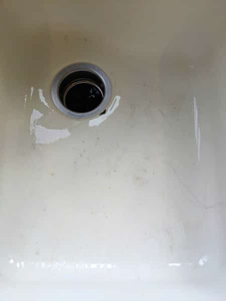 dirty sink before cleaning the sink