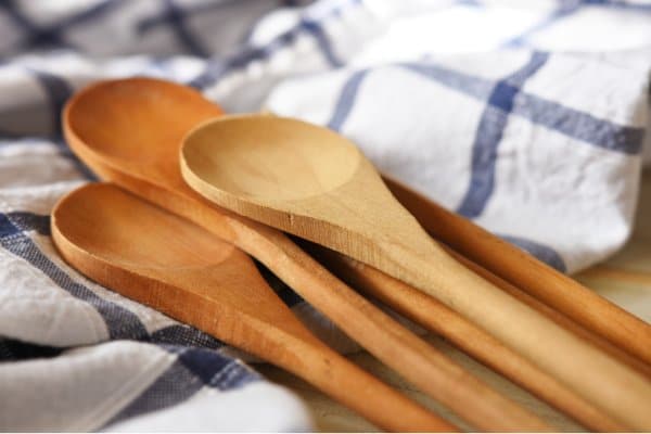 wooden spoons after being washed