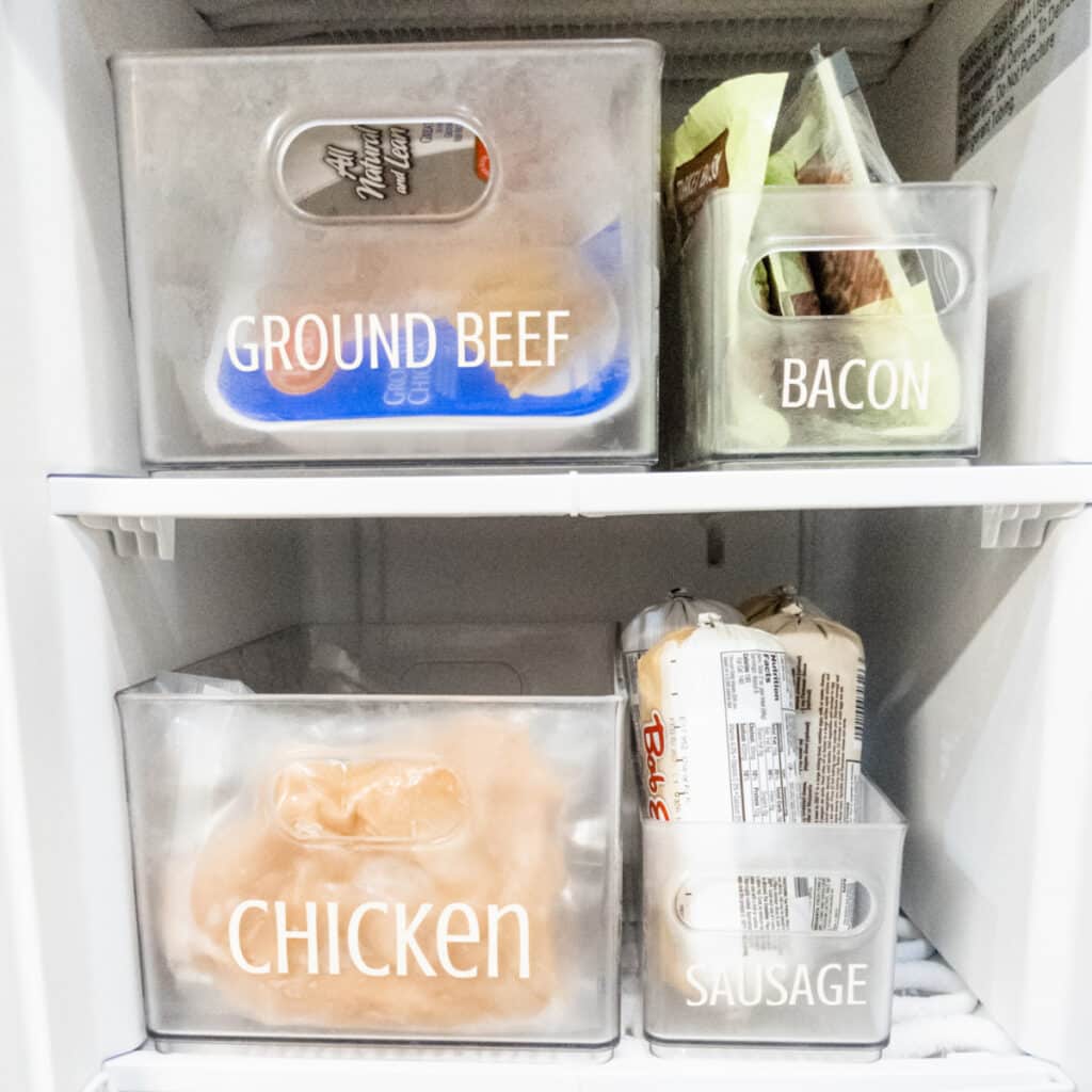 freezer bins to sort meat
