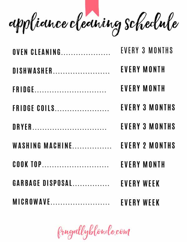 Appliance Cleaning Printable