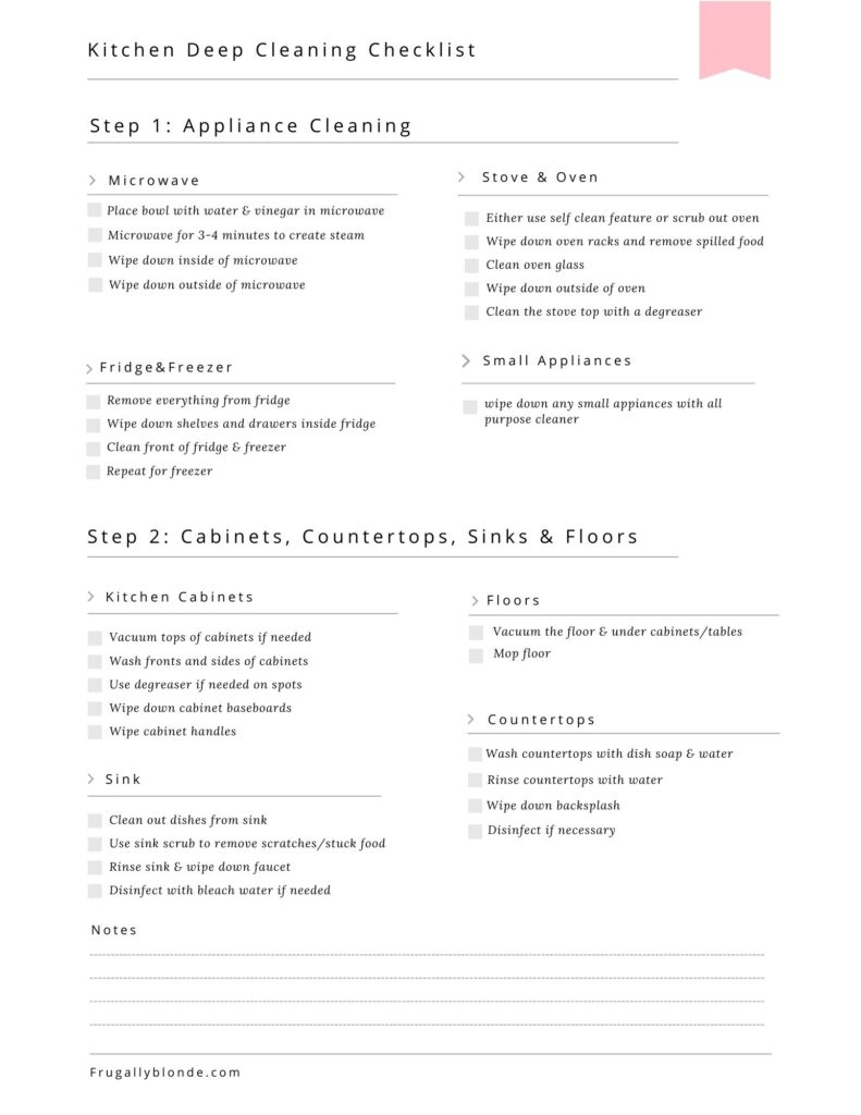 Kitchen Deep Cleaning Printable