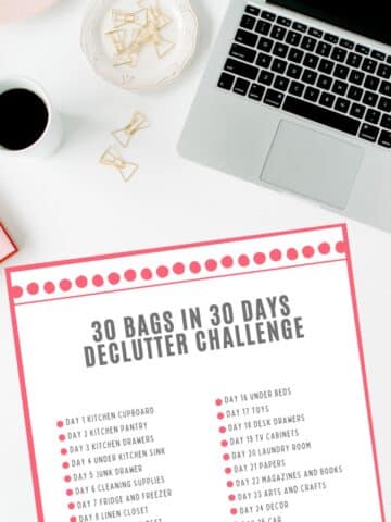 declutter your home checklist sitting on a desk