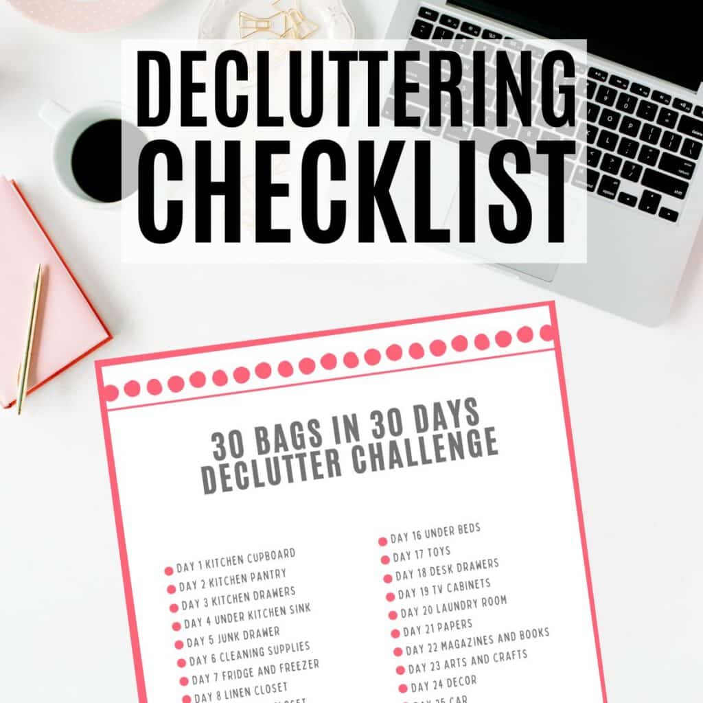 decluttering checklist sitting on desk