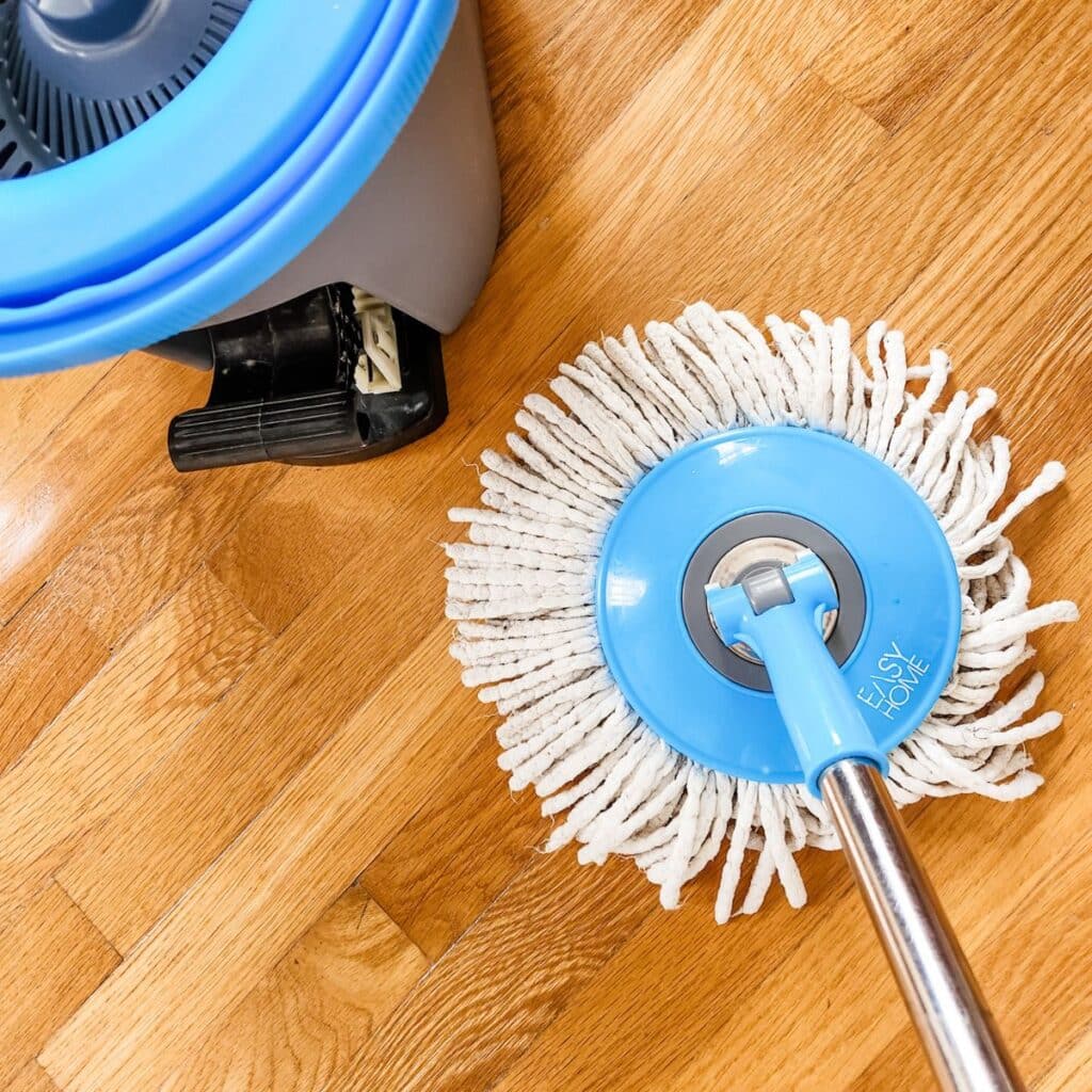 mopping hardwood floors