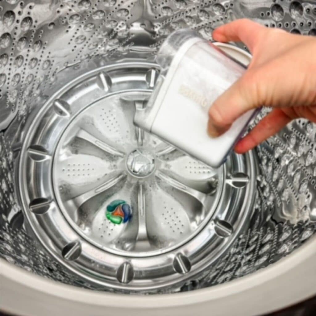 washing machine with baking soda sprinkled in it